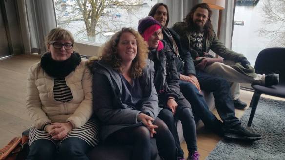 Och här är författarna som deltog i North Sea Writers' Exchange: Thordis Gisladottir (Island), Chloe Daykin (England), Louise Halvardsson (Sverige), Peter Ekberg (Sverige) och Gunnar Theodor Eggertson (Island).